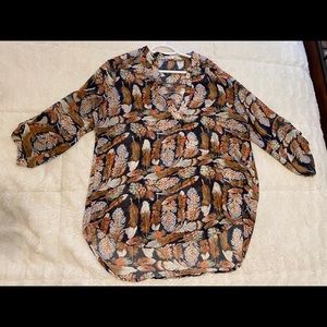 Sheer Blouse with feather design